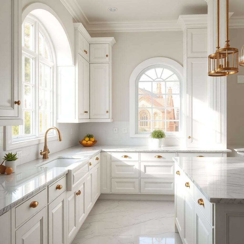 Bright, high-end kitchen interior